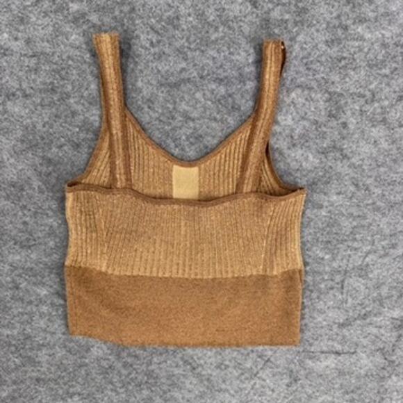 3.1 Phillip Lim Cropped Lurex Knit Tank Top XS knitted gold metallic - Picture 3 of 4